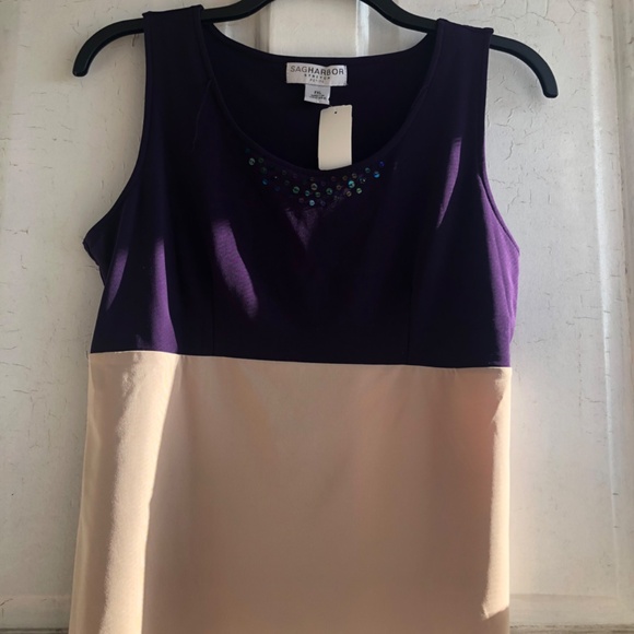 SagHarbor 2Toned Purple-Beige Sleeveless Blouse - Picture 3 of 8
